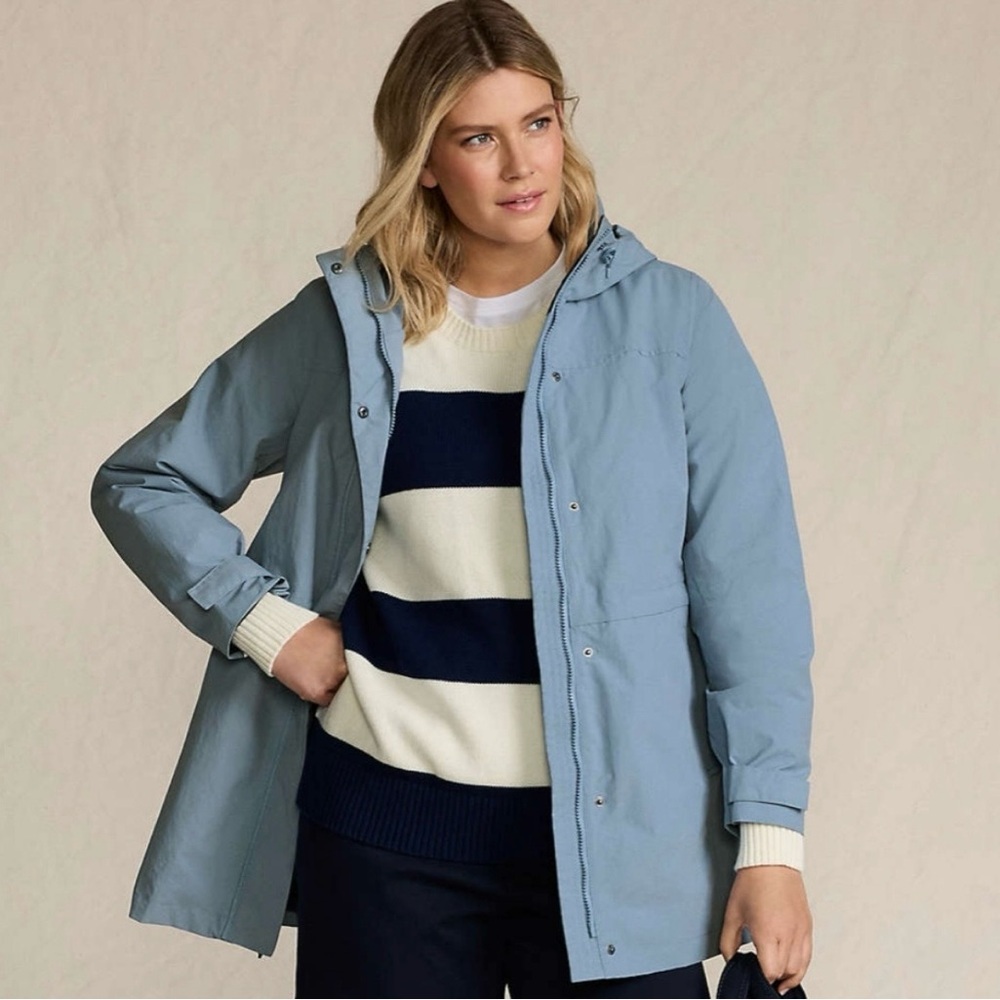 NWT Lands' End Waterproof Insulated Hooded Squall Jacket in Pale Slate Blue